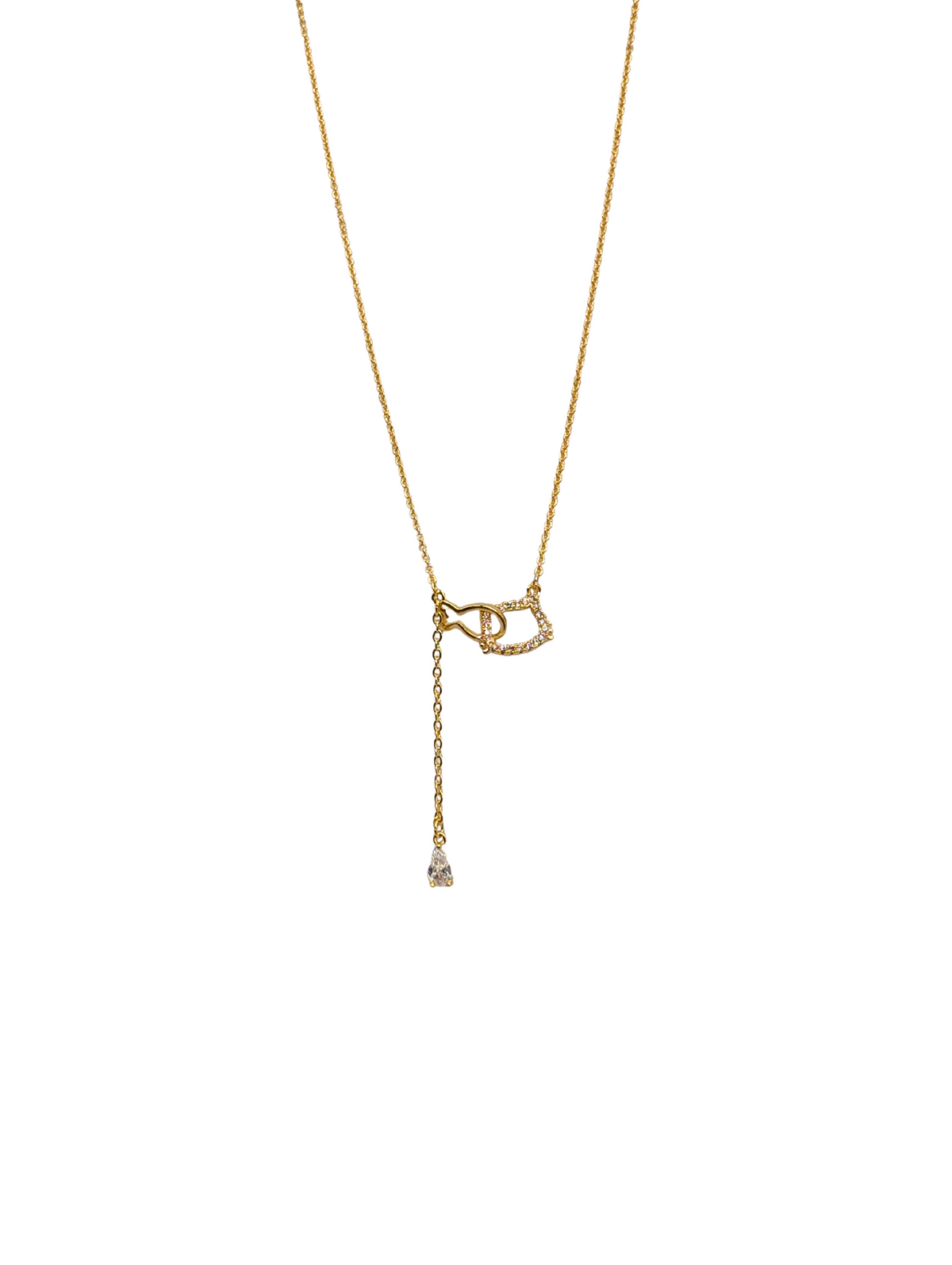 Modernist Lariat Teardrop Necklace