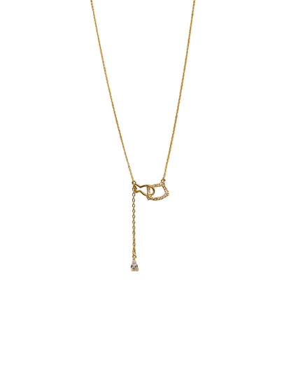 Modernist Lariat Teardrop Necklace
