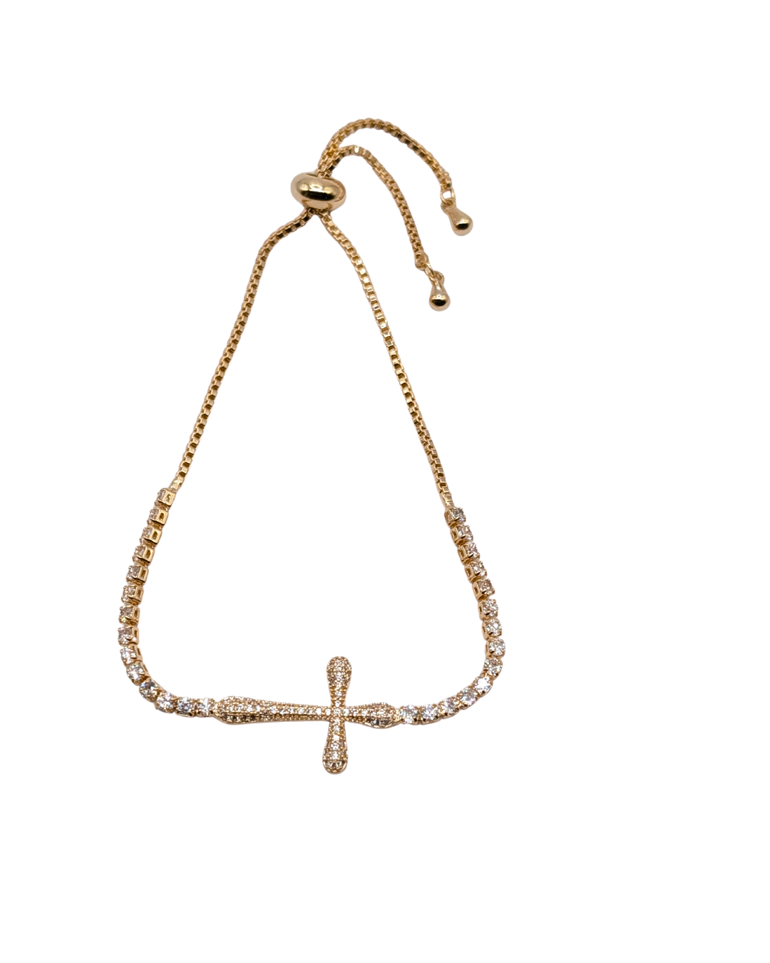 Radiant Crystal Cross Tennis Slider Bracelet