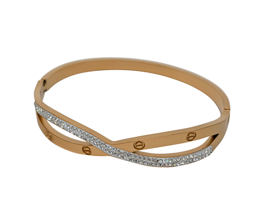 Gold Plated Bangle with Stones