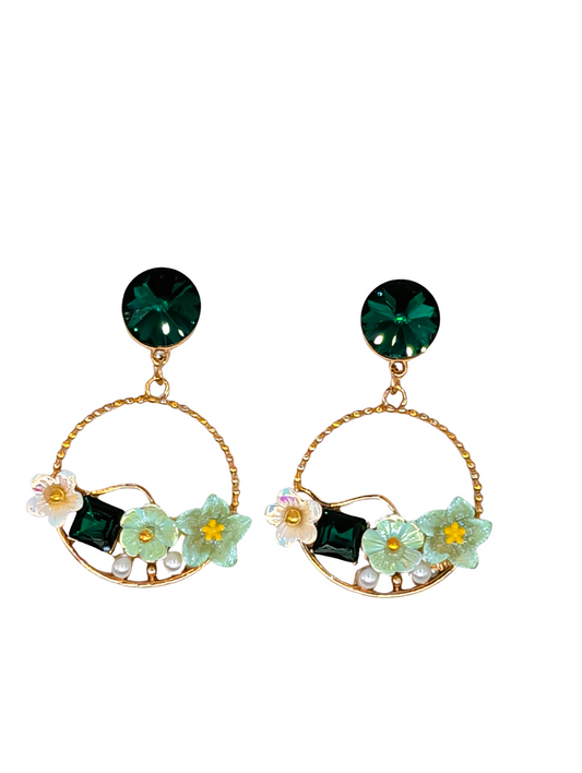 Emerald Bouquet Dangle Earrings