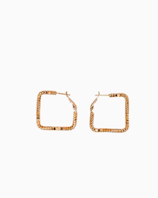 Pavé Textured Golden Block Hoops