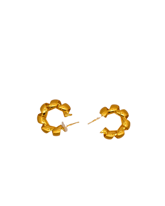Sculptural Ridged Dome Statement Hoops