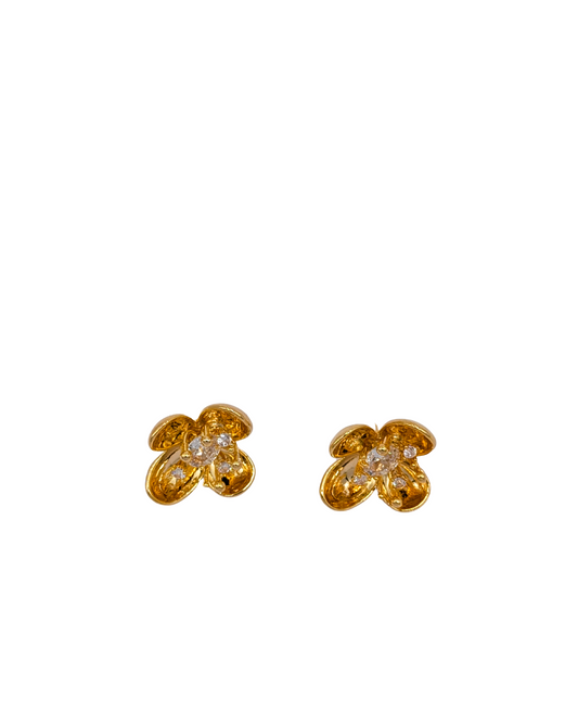 Wavy Molten Gold Blossom Stud Earrings