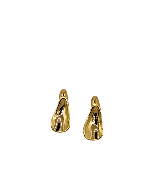 Organic Liquid Gold Elongated Stud Earrings