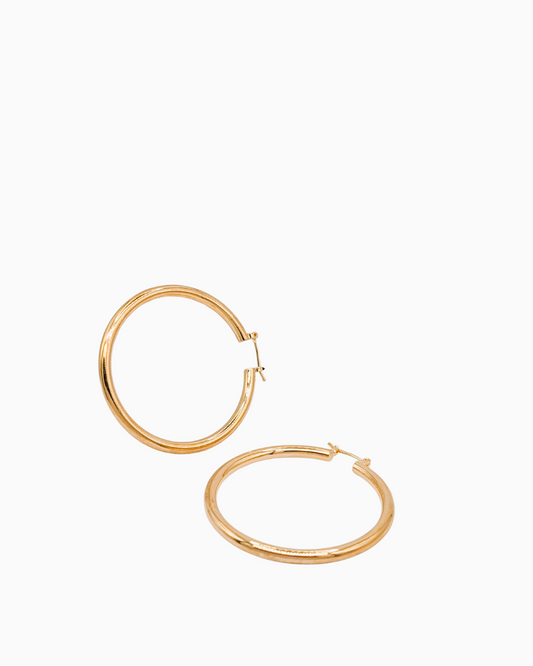 Polished Gold Medium Hoop Earrings