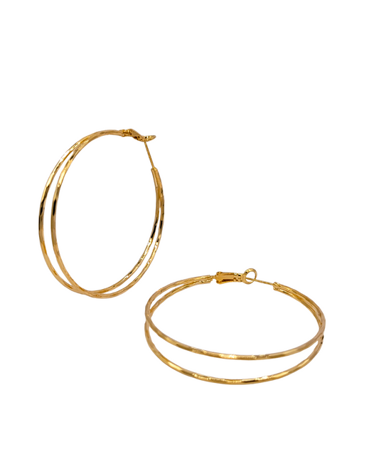 Sleek Multi-Strand Floating Gold Wire Hoops