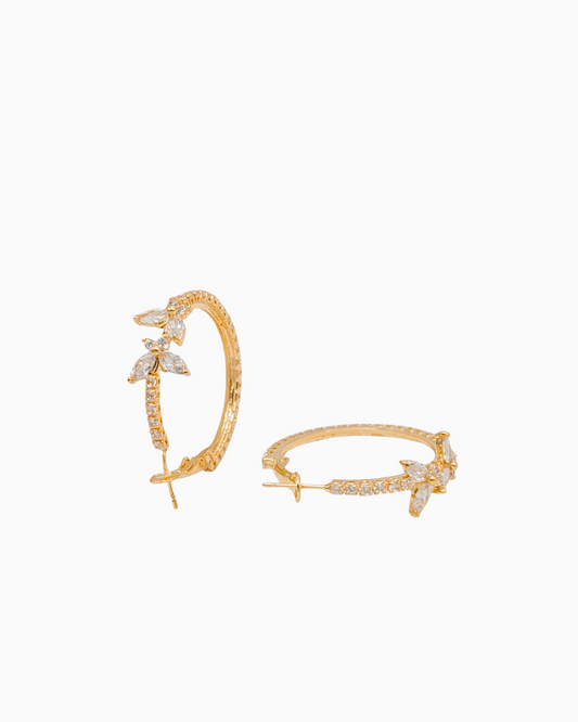 Marquise Crystal Butterfly Accent Hoop Earrings
