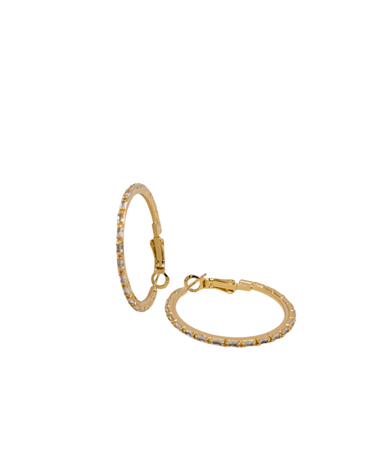 Glittering Medium Evening Solitaire Hoops