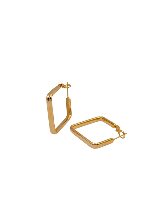 Sleek Rectangular Gold Hoop Earrings