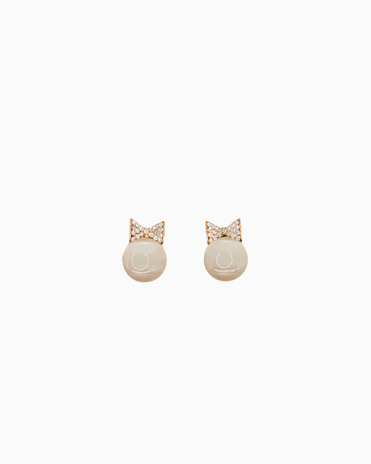 Coquette Pearl Bow Pavé Stud Earrings