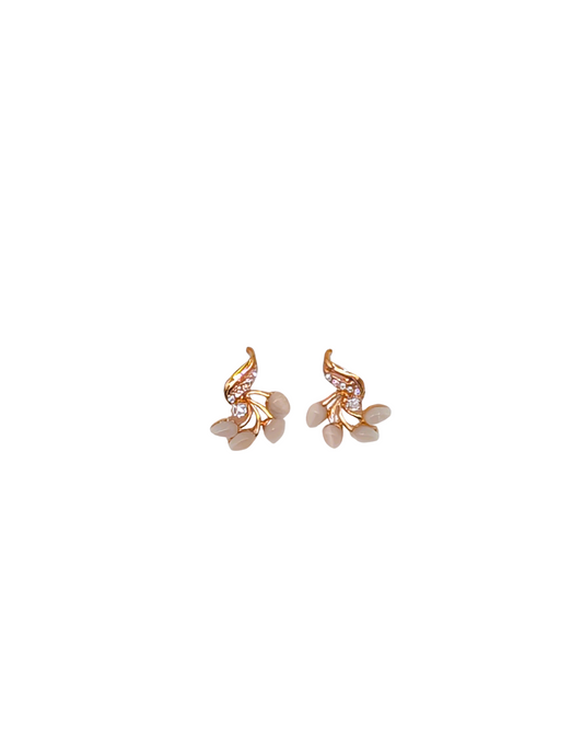 Blossoming Spring Petal Crystal Stud Earrings