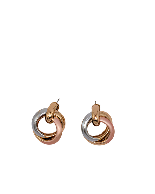 Tri-Tone Interwoven Eternity Stud Earrings