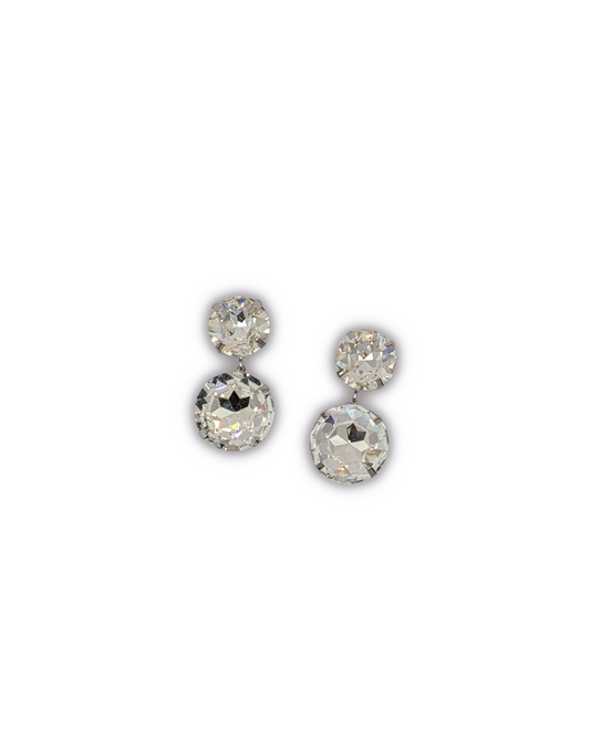 Radiant Double Solitaire Clear Crystal Earrings