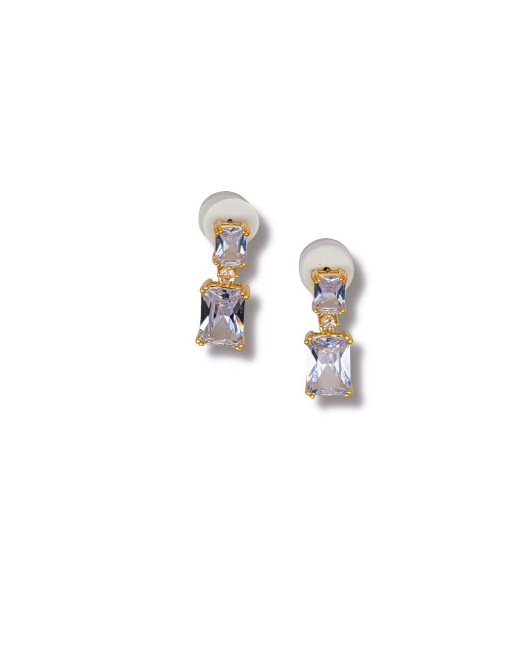 Sleek Stacked Radiant Crystal Drop Earrings