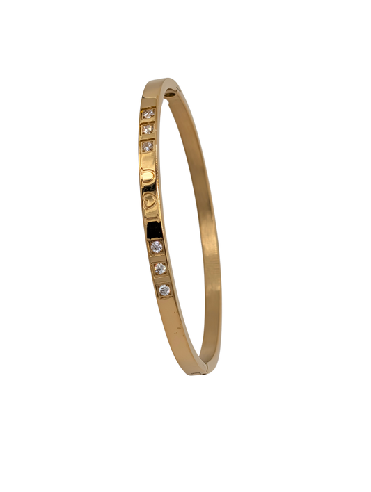 Gold Plated Bangle with Stones